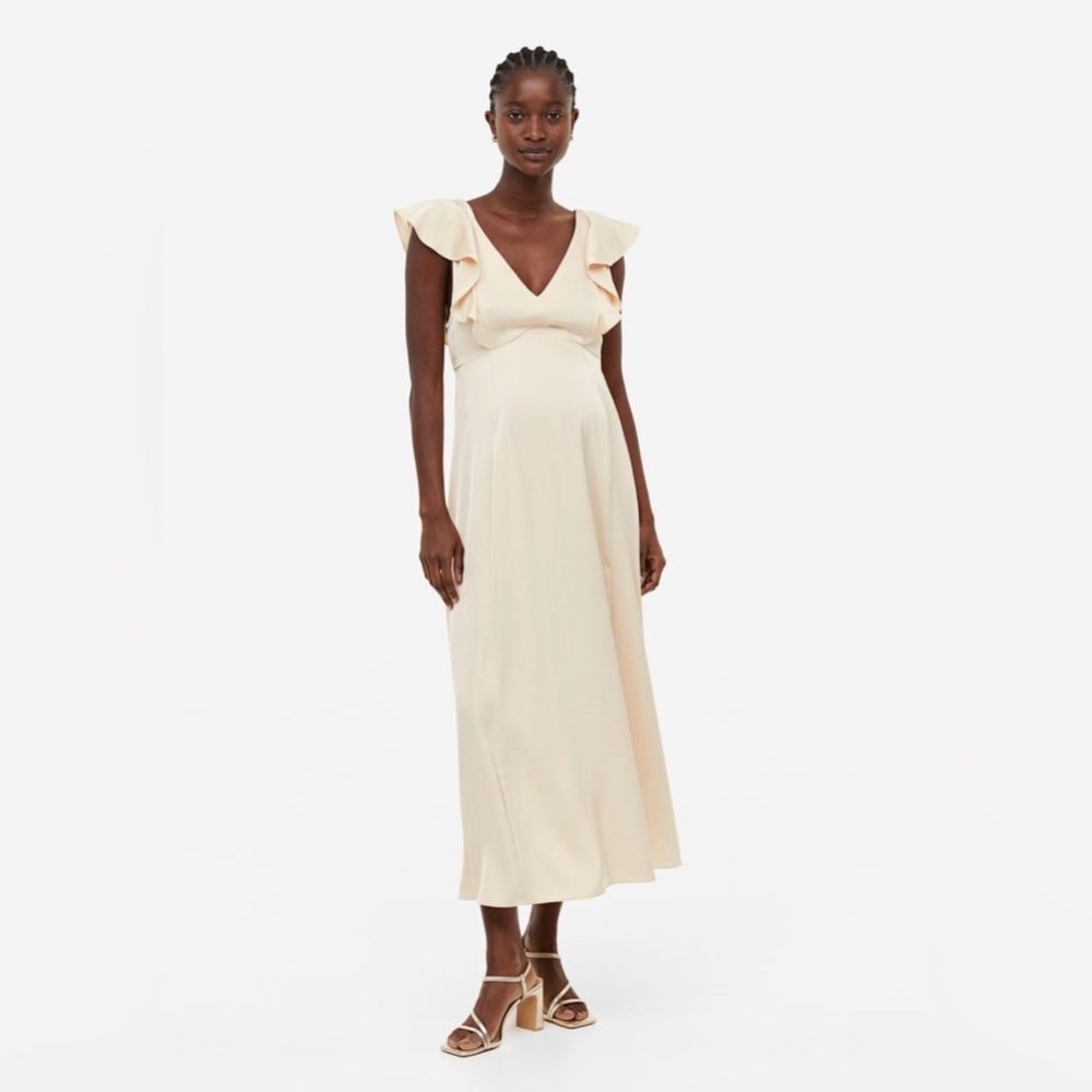 H&M Mama Champagne Flounced Maternity Dress